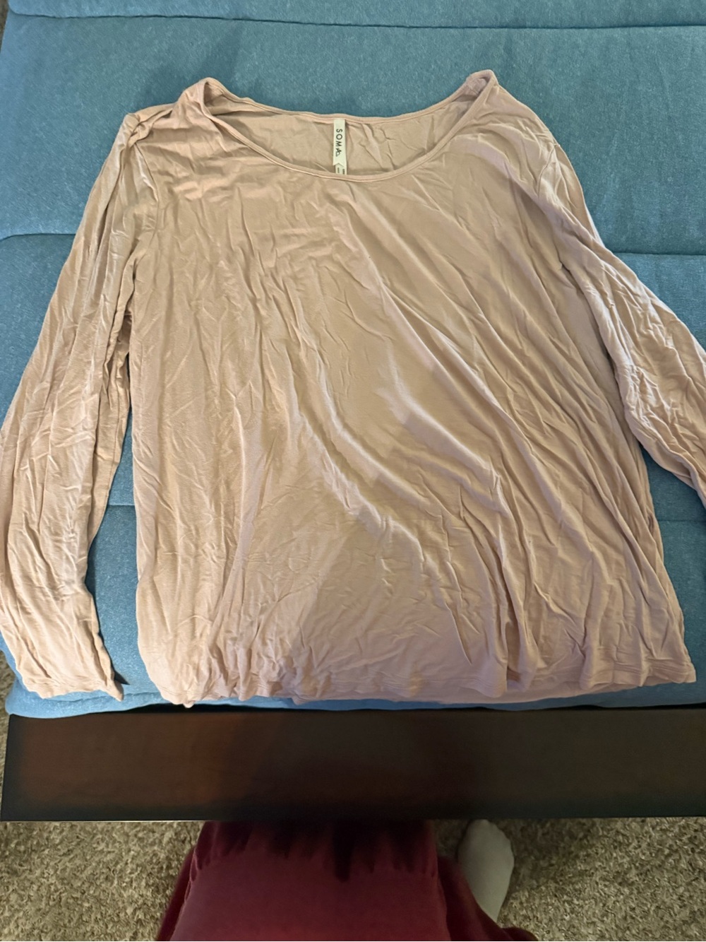 Soma Cool Nights Long Sleeve Pajama Top in light pink